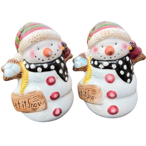 Unbranded Other - ☃️ Let It Snow Snowman Salt & Pepper Shakers Ceramic Holiday Winter Cottage